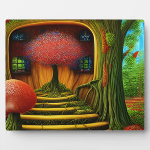 Surreal Tree House In The Forest Tabletop Plaque