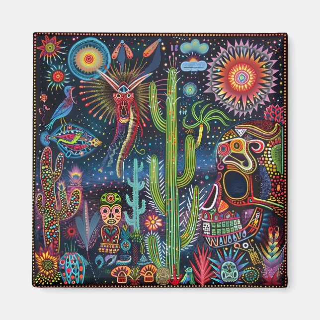 Surreal Trippy Whimsical Psychedelic Flowers Magnet (Front)