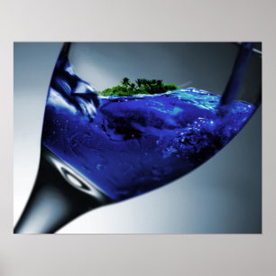 Surreal Tropical Island in a Wine Glass Poster
