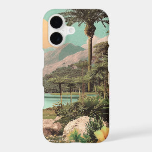 Surreal Tropical Lake With Palm Trees