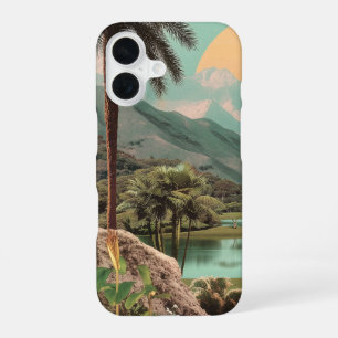 Surreal Tropical Lake With Palm Trees iPhone 16 Case