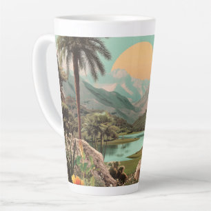 Surreal Tropical Lake With Palm Trees Latte Mug