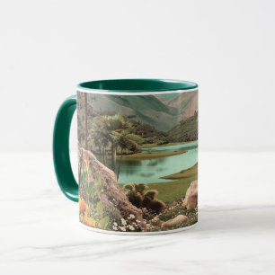Surreal Tropical Lake With Palm Trees Mug