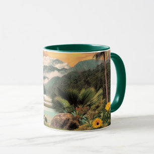 Surreal Tropical Valley With Palm Trees Mug