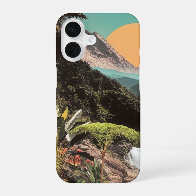 Surreal Tropical Valley With Waterfalls iPhone 16 Case (Back)