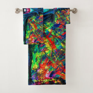 Surreal Twisted Trippy Eye Visionary Oil Painting Bath Towel Set