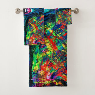 Surreal Twisted Trippy Eye Visionary Oil Painting  Bath Towel Set