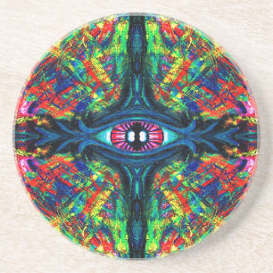 Surreal Twisted Trippy Eye Visionary Oil Painting Coaster