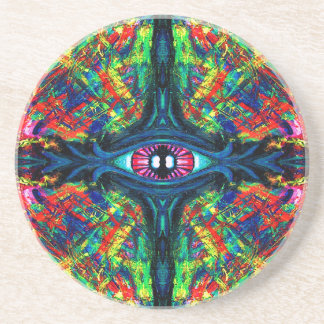Surreal Twisted Trippy Eye Visionary Oil Painting  Coaster