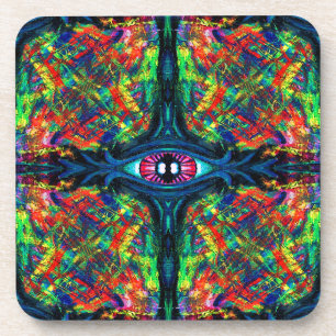 Surreal Twisted Trippy Eye Visionary Oil Painting Coaster