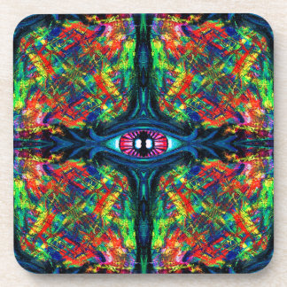Surreal Twisted Trippy Eye Visionary Oil Painting  Coaster