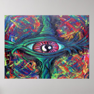 Surreal Twisted Trippy Eye Visionary Oil Painting Poster