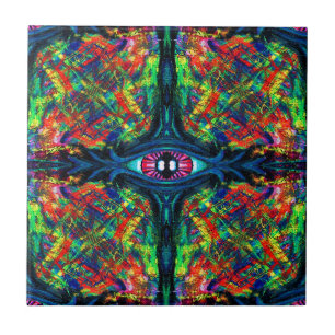 Surreal Twisted Trippy Eye Visionary Oil Painting Tile