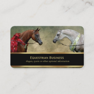 Surreal two horses painting.                       business card
