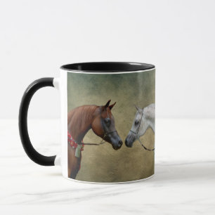 Surreal two horses painting. mug