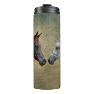 Surreal two horses painting. thermal tumbler
