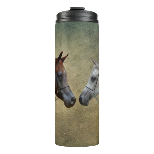 Surreal two horses painting. thermal tumbler (Front)