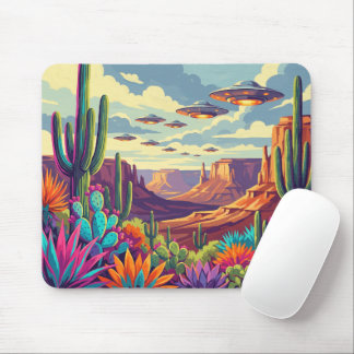 Surreal UFO in Desert Mouse Mat