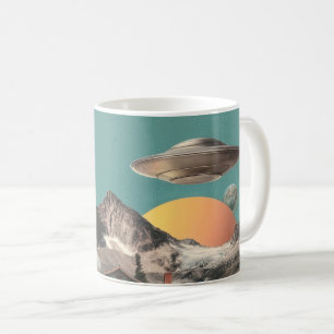 Surreal UFO Over Rustic House Coffee Mug