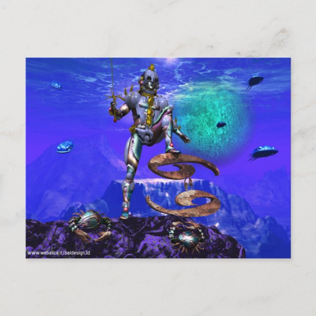 SURREAL UNDERSEA / Cancer Zodiac Birthday Sign Postcard (Front)