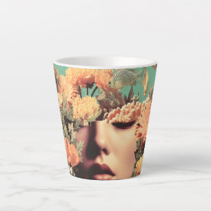 Surreal Underwater Portrait With Coral Flowers Latte Mug