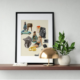 Surreal vintage crazy art poster