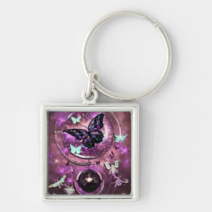 Surreal Vintage Dark Butterfly Key Ring