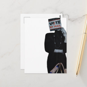Surreal Vote By Mail Woman Mixed Media Collage Postcard
