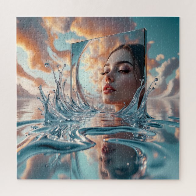 Surreal Water Mirror Portrait — Woman’s Face Refle Jigsaw Puzzle (Vertical)