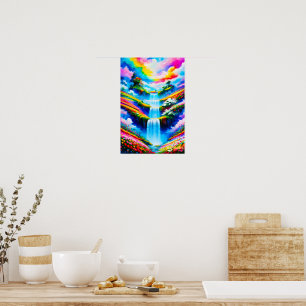 Surreal Waterfall Fantasy Art Poster