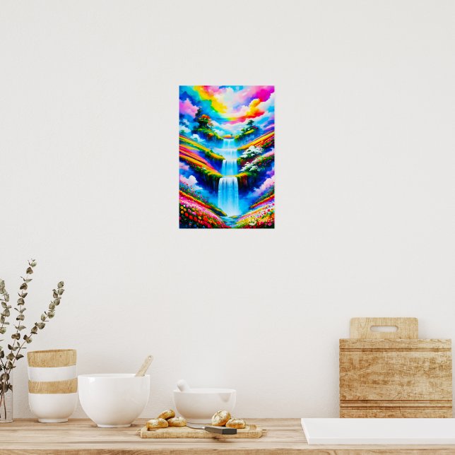 Surreal Waterfall Fantasy Art Poster (Kitchen)