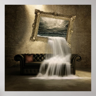 Surreal waterfall poster
