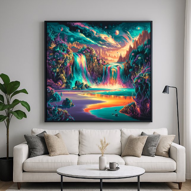 Surreal Waterfalls - Colourful Illustration Style Poster (Creator Uploaded)