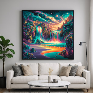 Surreal Waterfalls Poster