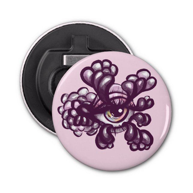 Surreal Weirdcore Eye Artwork - Dreamy Pastel Pink Bottle Opener (Front)