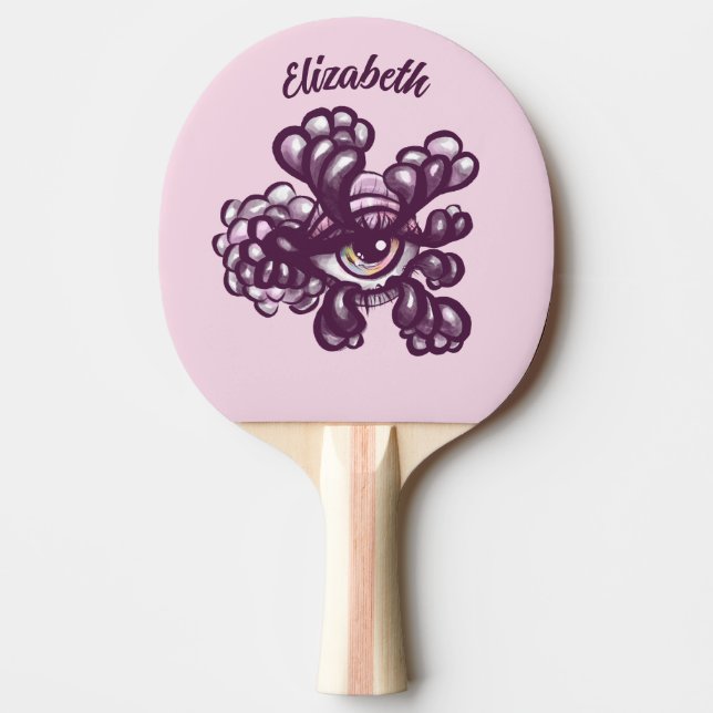 Surreal Weirdcore Eye Artwork in Dreamy Pastel Ping Pong Paddle (Front)