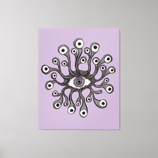 Surreal Weirdcore Eye Tentacle Artwork - Purple Canvas Print
