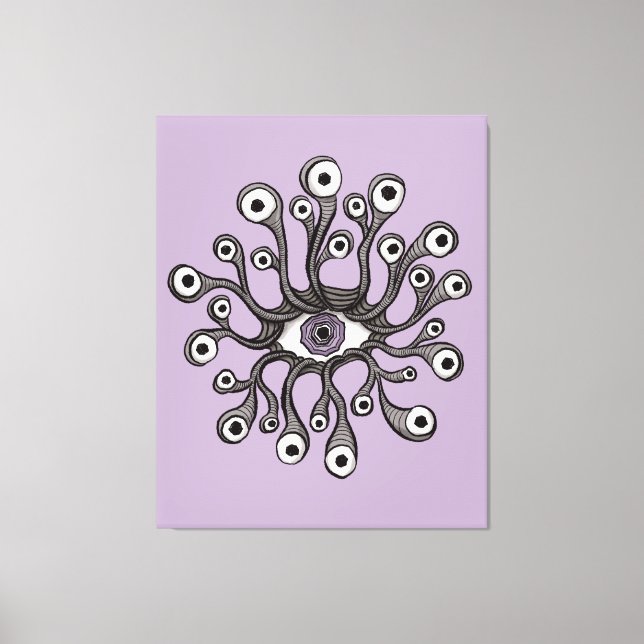 Surreal Weirdcore Eye Tentacle Artwork - Purple Canvas Print (Front)