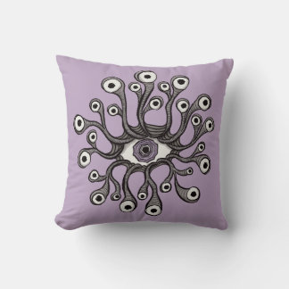 Surreal Weirdcore Eye Tentacle Artwork - Purple Cushion