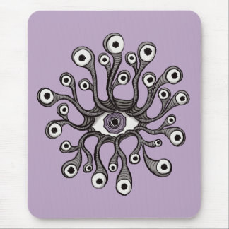 Surreal Weirdcore Eye Tentacle Artwork - Purple Mouse Mat