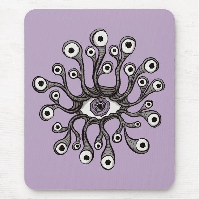 Surreal Weirdcore Eye Tentacle Artwork - Purple Mouse Mat (Front)