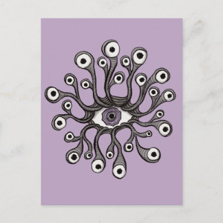 Surreal Weirdcore Eye Tentacle Artwork - Purple Postcard