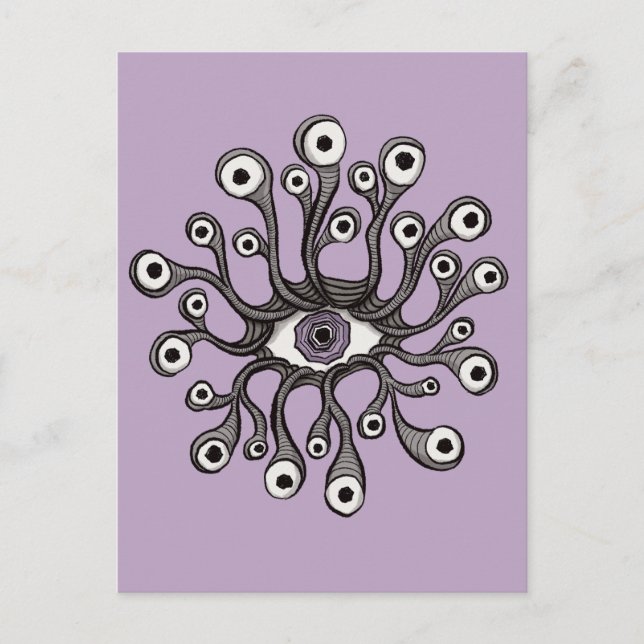 Surreal Weirdcore Eye Tentacle Artwork - Purple Postcard (Front)