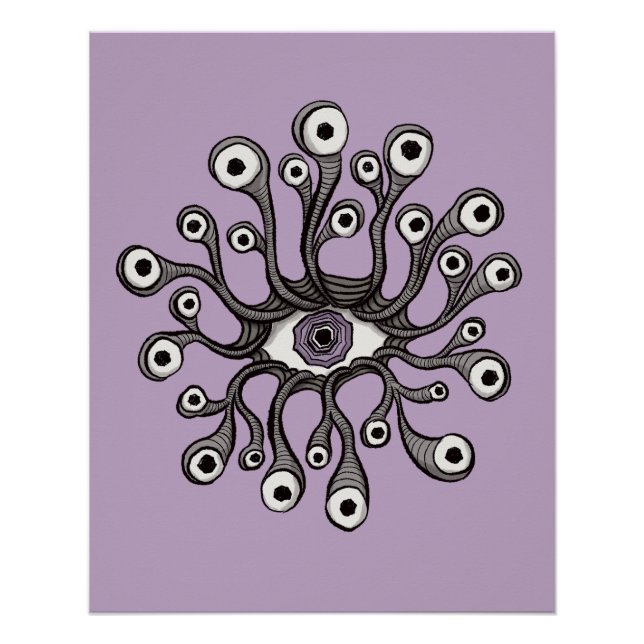 Surreal Weirdcore Eye Tentacle Artwork - Purple Poster (Front)