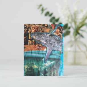 Surreal Whale of a Time Collage Art Postcard