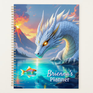 Surreal White Dragon and Gold Fish Personalised Planner