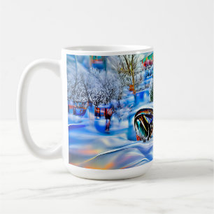 Surreal Winter Wonderland with Iridescent Lights Coffee Mug