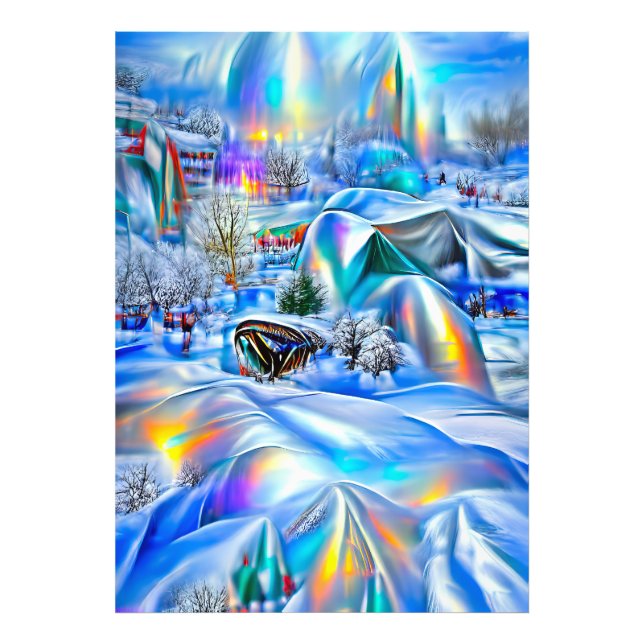 Surreal Winter Wonderland with Iridescent Lights Photo Print (Front)