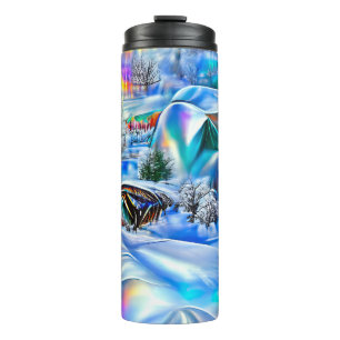 Surreal Winter Wonderland with Iridescent Lights Thermal Tumbler