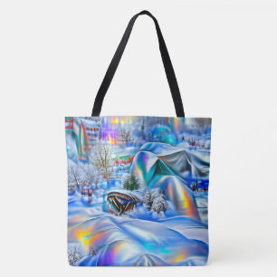 Surreal Winter Wonderland with Iridescent Lights Tote Bag